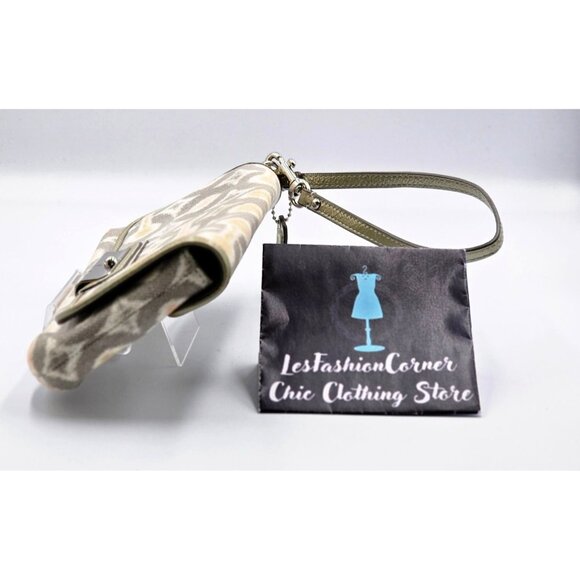 Coach Women's Gray Kristin Op Art Signature Ikat Wristlet Clutch Bag  356 - Picture 5 of 13